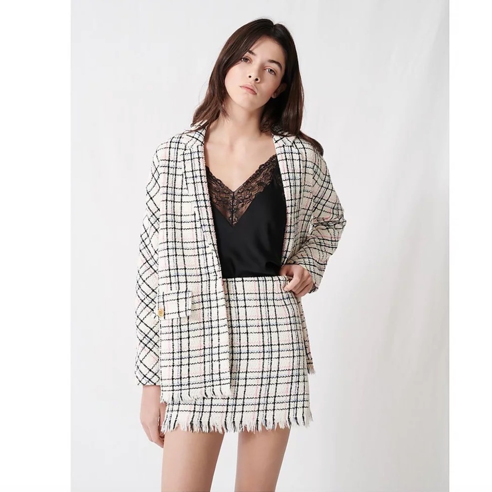 NWT $790 Maje Tweed Suit: Jianey Skirt + Vianey Oversized Blazer - size 36!